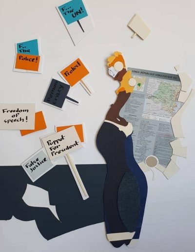 Patrick Tankama, The Rising of Mother Democracy, paper collage, 84.1 x 59.4 cm,2019